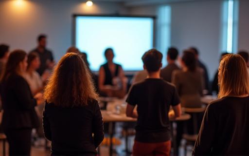 Company event or workshop session with engaged participants